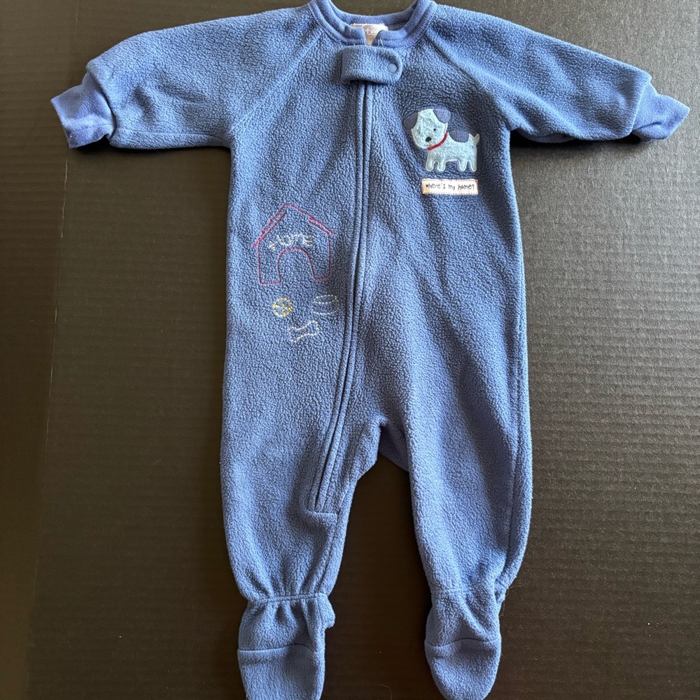 Vintage Carter's Blue Footed One Piece with Dog Design